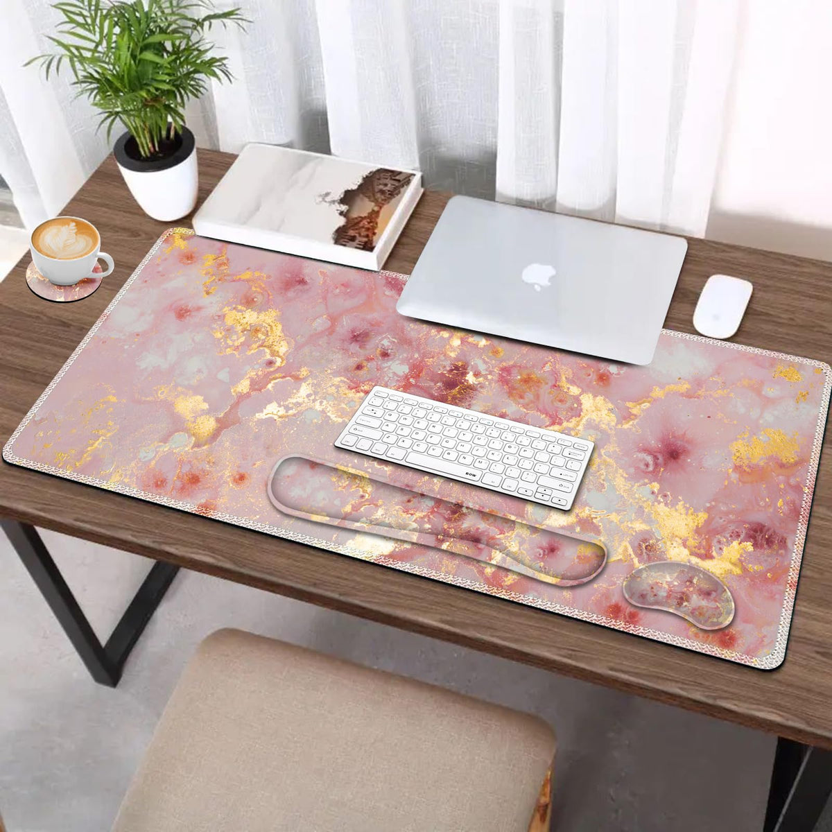 AIMSA Keyboard Mouse Pad Set, Large Gaming Mouse Pad +Wrist Rest Mouse Pad +Keyboard Wrist Support