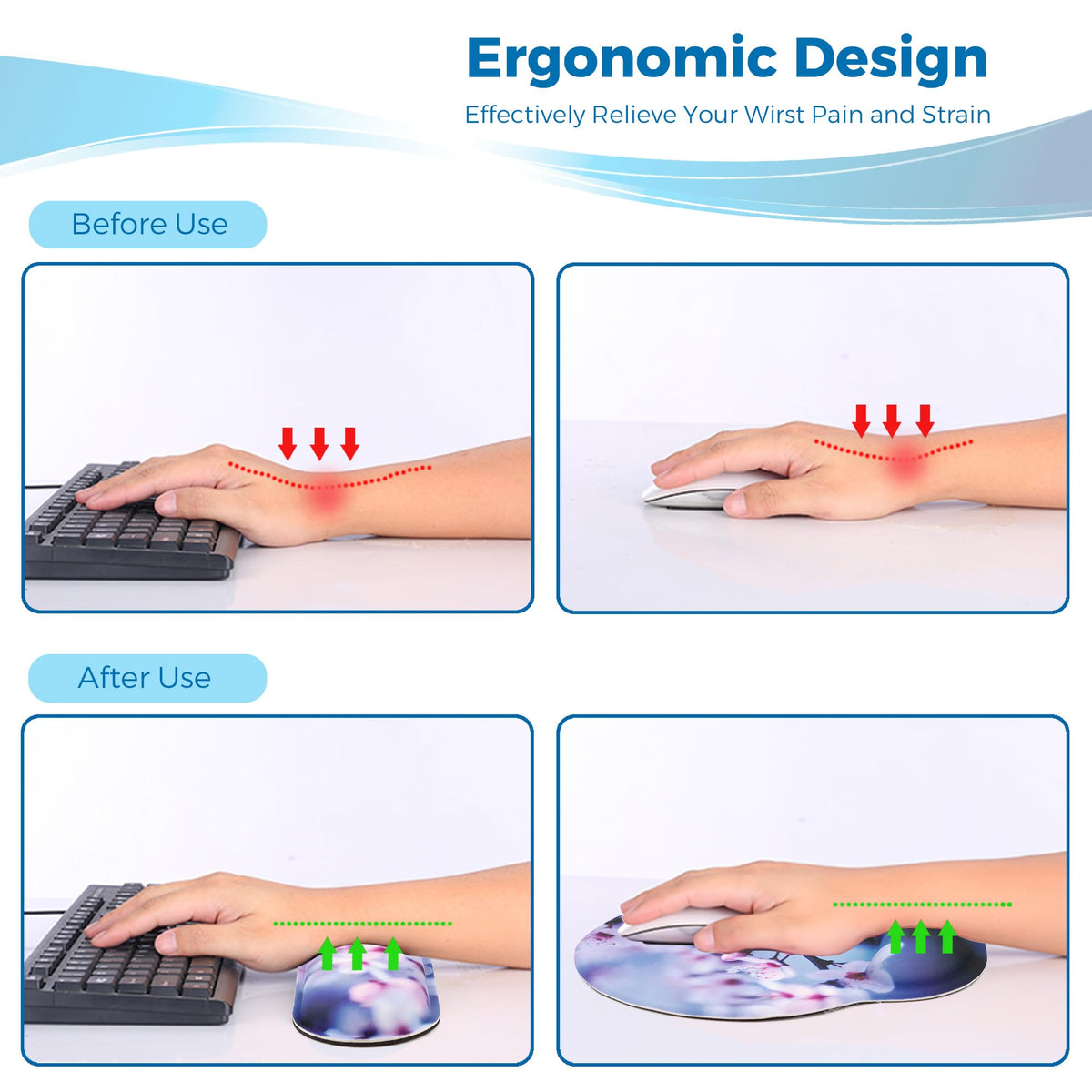 Wiabsi Mouse Pad and Keyboard Wrist Rest Support,Ergonomic Mouse Pad Set
