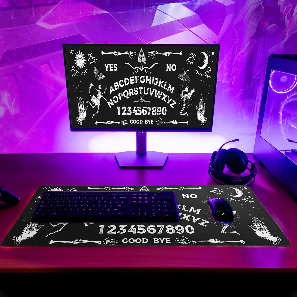 Mysterious Spirit Goth Gaming Mouse Pad 31.5x11.8 Inch Large Desk Mat Black Extended Pads Big
