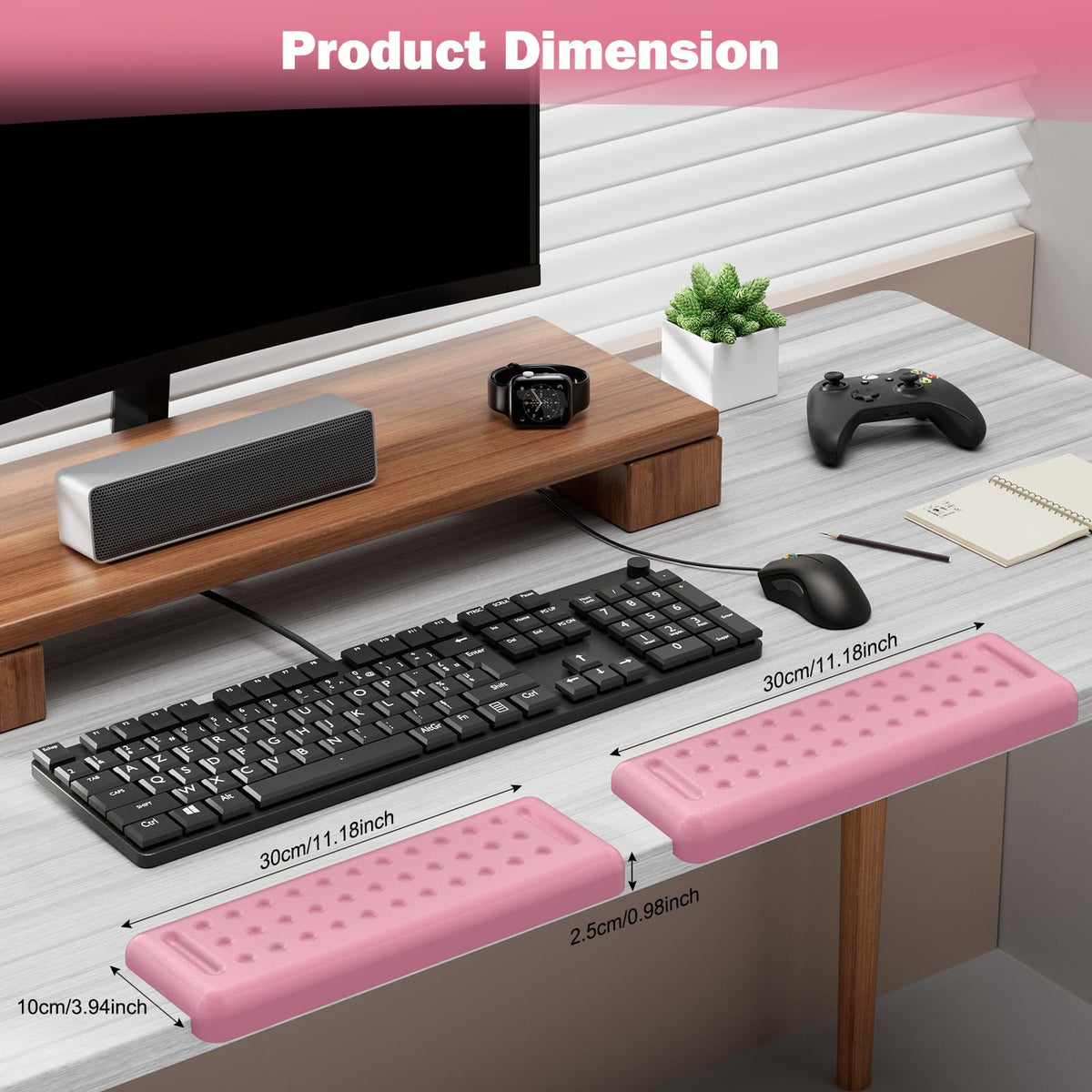Leolee L-Shaped Desk Elbow Pads for Desk, Light Pink Memory Foam Arm Rest