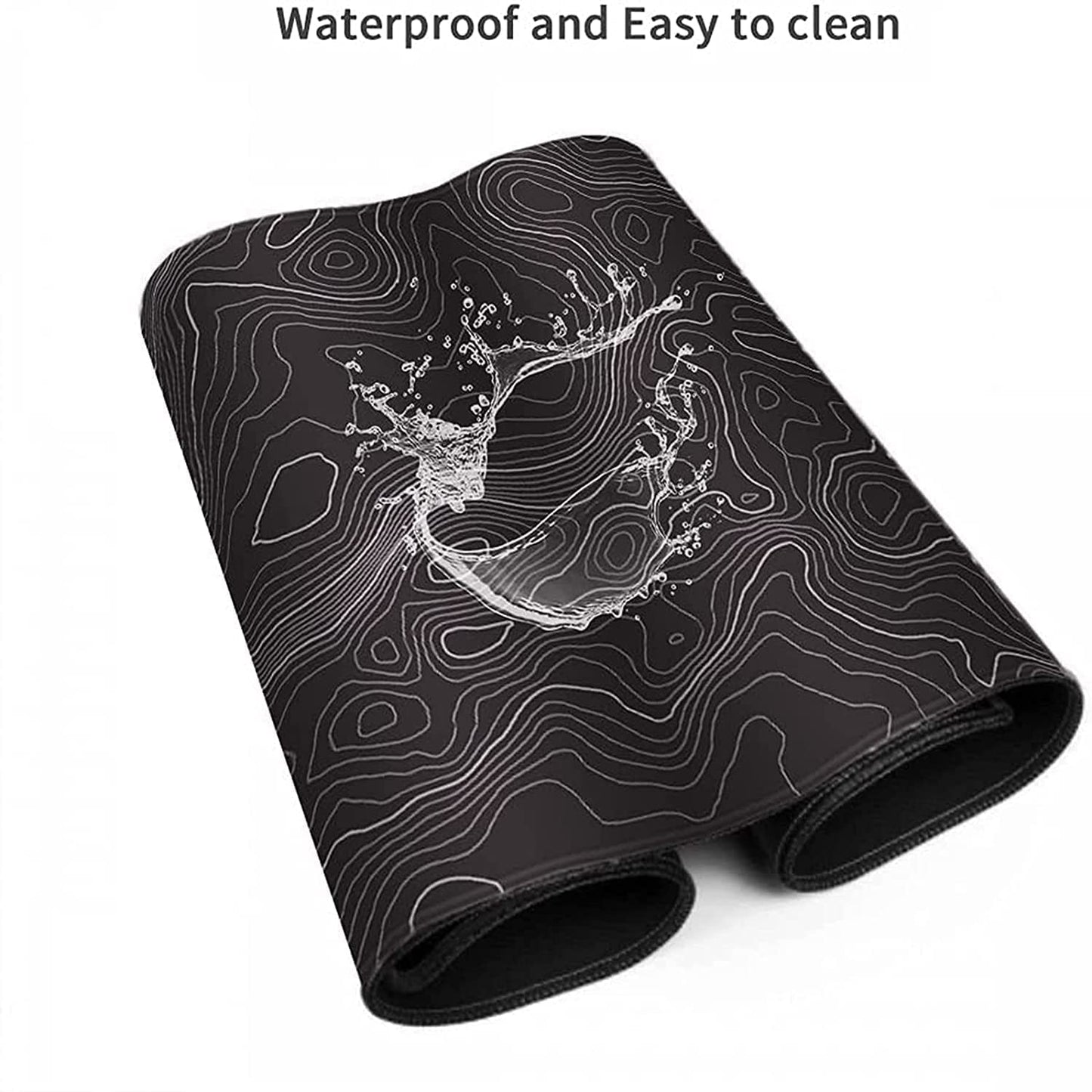 Large Mouse Pad Mat 35x17 Inch, XXXL Gaming Mouse Pad Topographic Map Lines