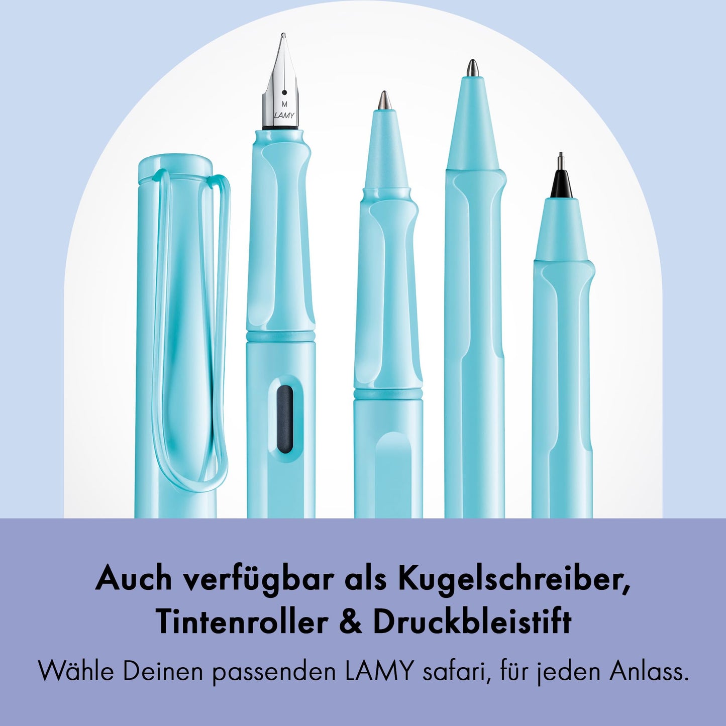 LAMY safari aquasky - Fountain Pen with ergonomic grip & polished steel nib in size M - ideal for