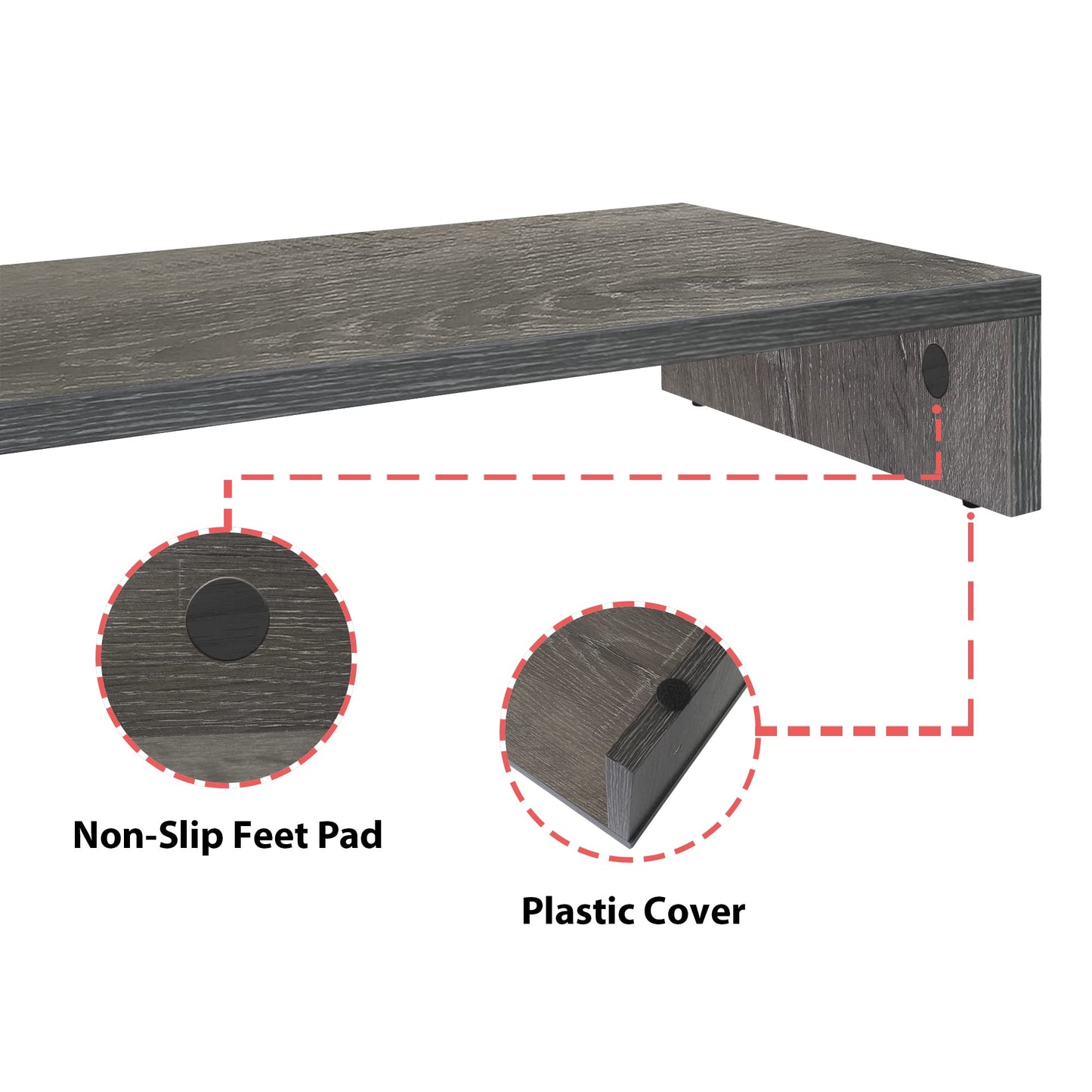 Bestier Wood Monitor Riser PC Stand Shelf for Desk/TV Desktop Laptop Stand - Gray, 15.7 Inch