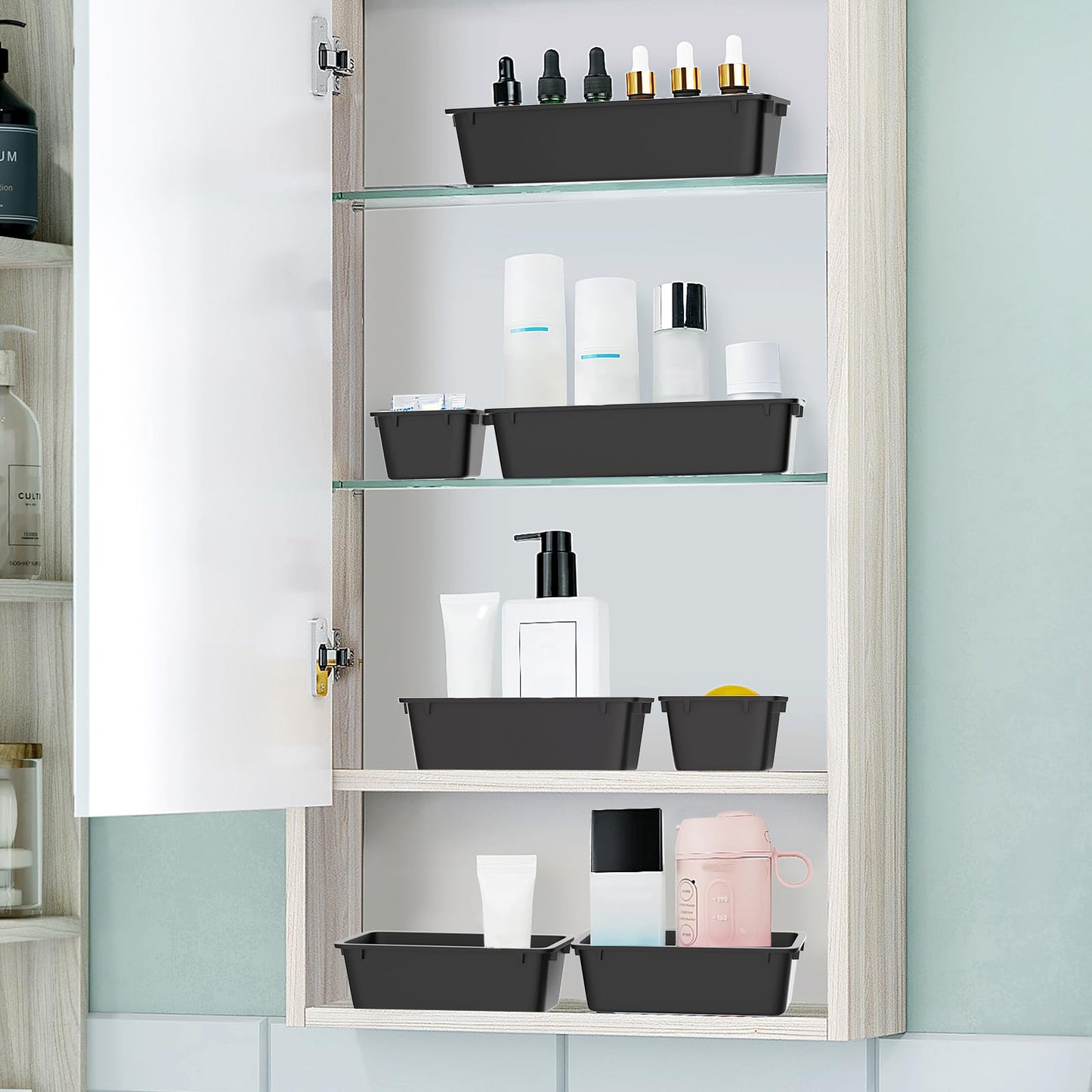 25 PCS Plastic Drawer Organizer Set, Makeup Organizers and Storage Bins