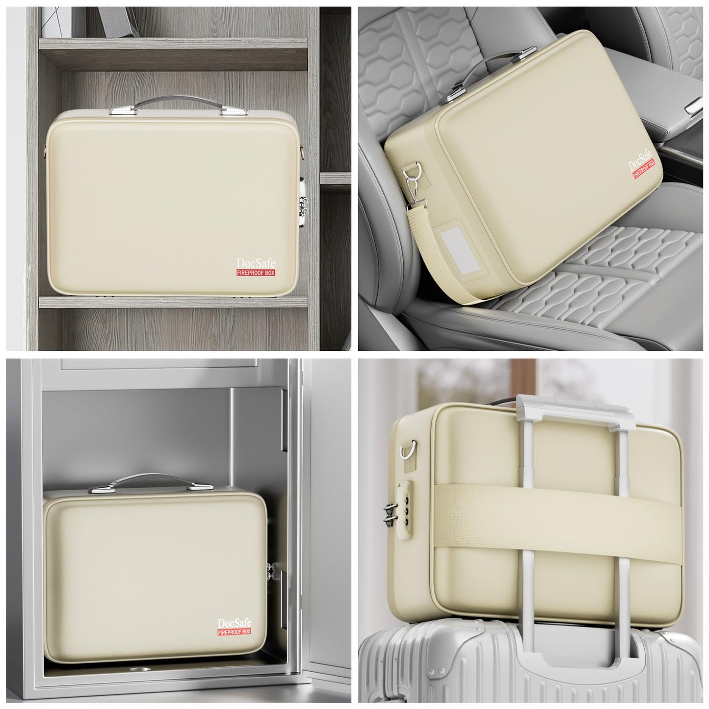 DocSafe Fireproof Document Box Hard Case with Lock & Accordion File Folder