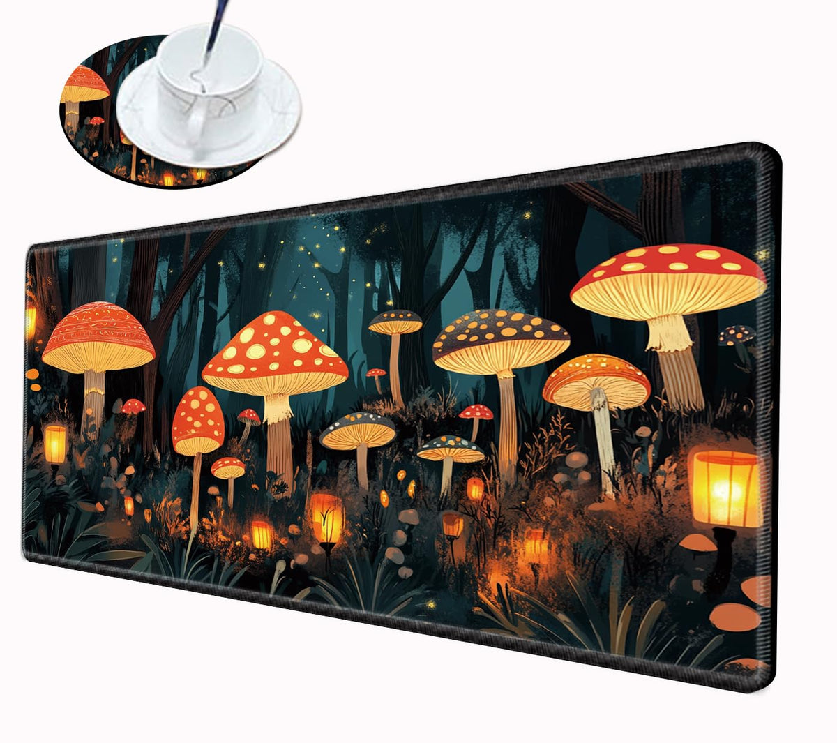 Mushroom Mouse Pad Gaming Desk Mat 24x12 Mousepad XL Desk Pad Long Computer Mat Large Mouse Pads