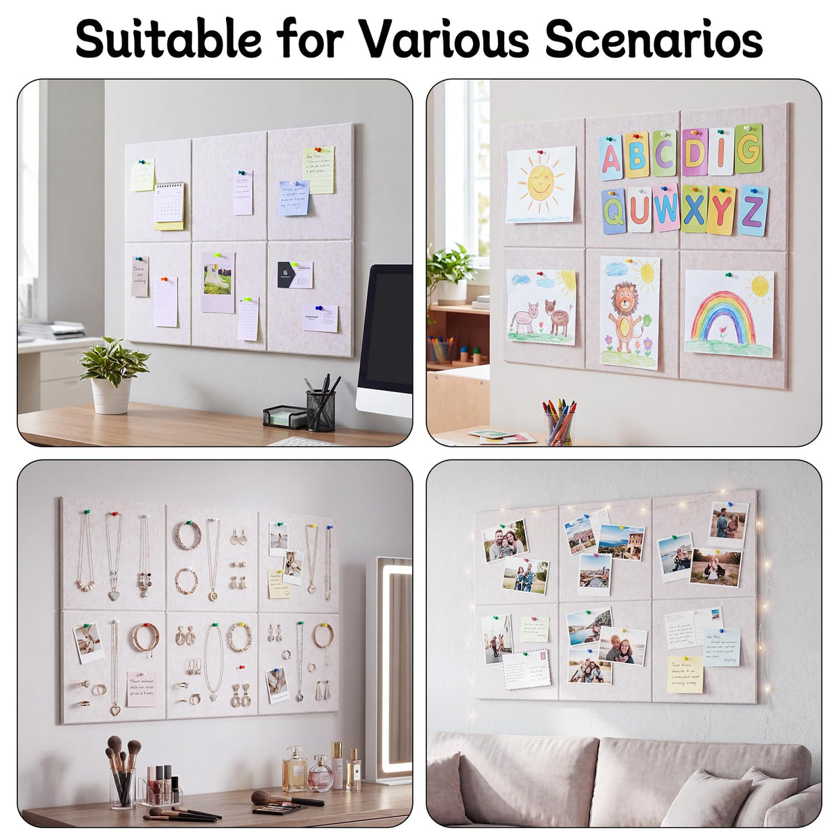 Cork Board Alternative 28" x 19", 6 Pack Felt Bulletin Boards, Pin Board