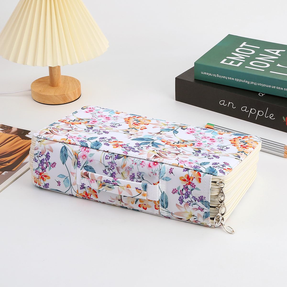 Lbxgap 300 Slots Pencil Case 4-Layer Zipped Holder w/Handle