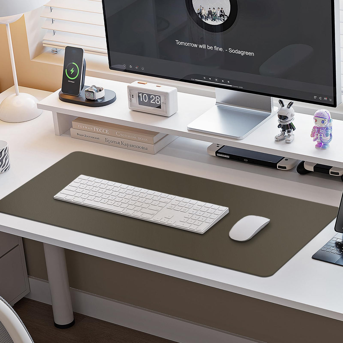 Boutilon Leather Desk Pad Protector,Non-Slip Mouse Pad,Laptop Desk Pad,Office Mouse Mat,Waterproof