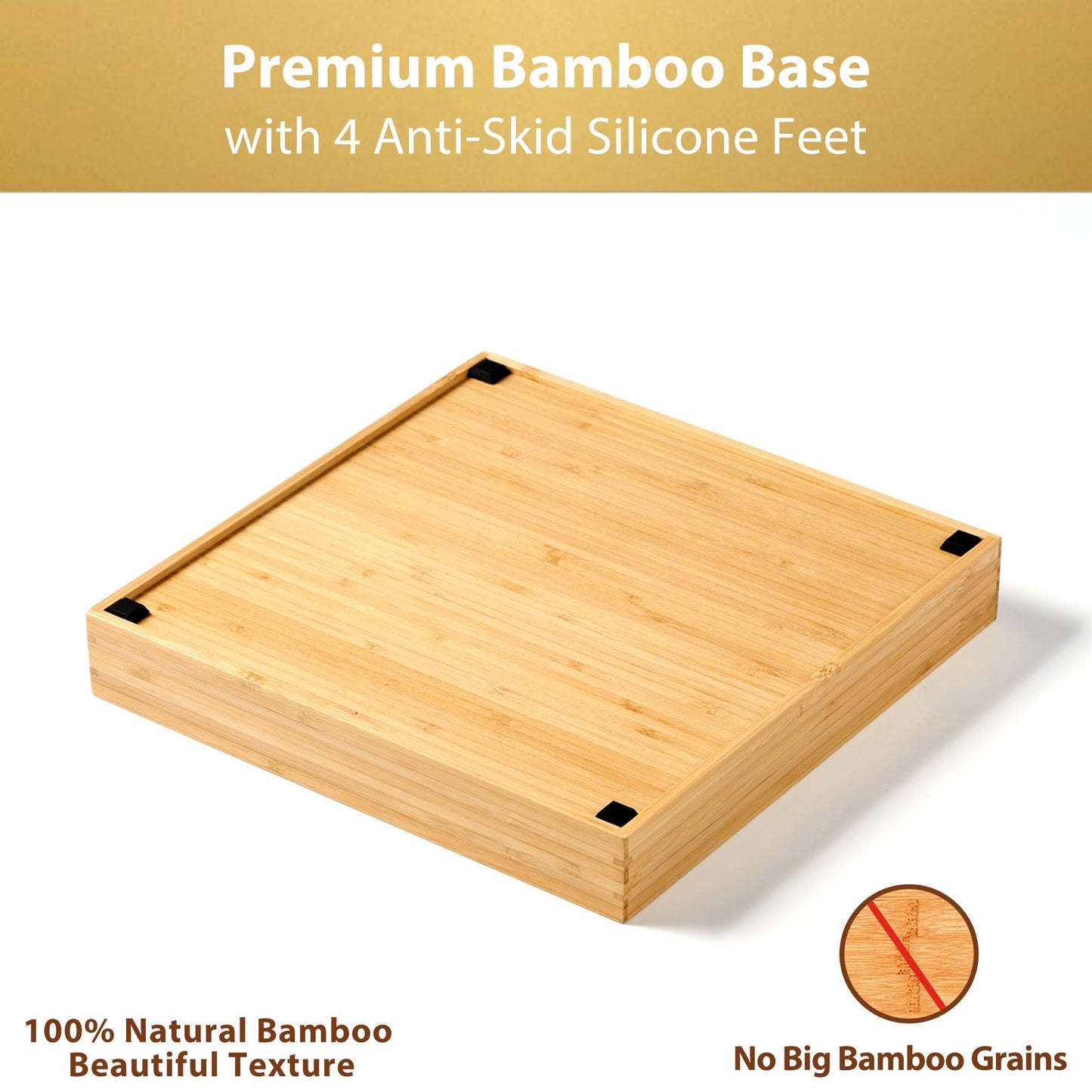 Umilife Bamboo Desk Drawer Organizer, Wood Office Junk Tray, 12"x12"