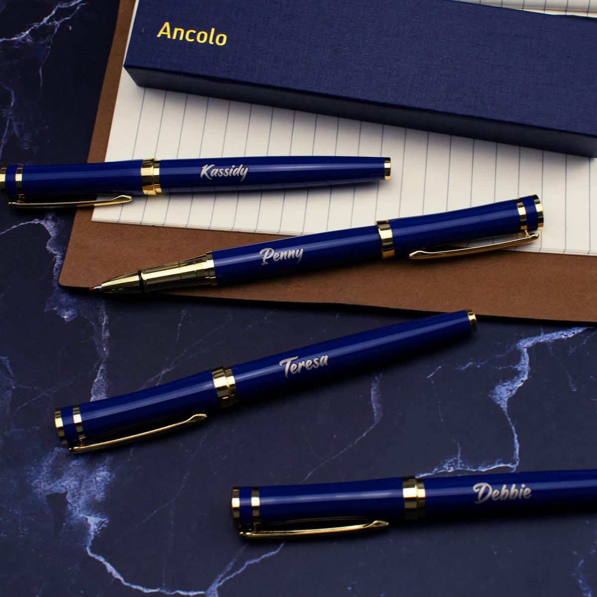 Ancolo Custom Fancy Roller Pen Set. Luxury Roller ball Pen with 2 Black Ink Refills - 0.7 mm. Nice