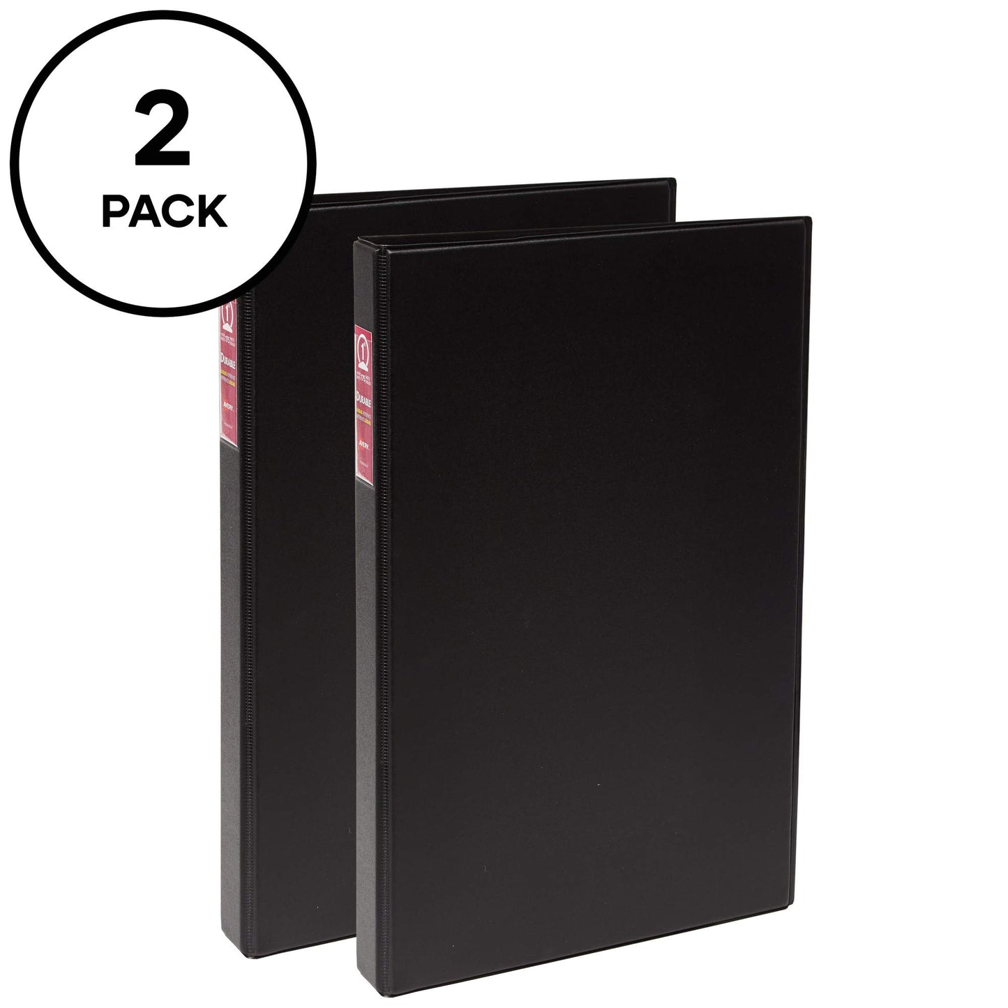 Avery® Legal-Size 3 Ring Binders, 1" Round Rings, 2 Black Binders