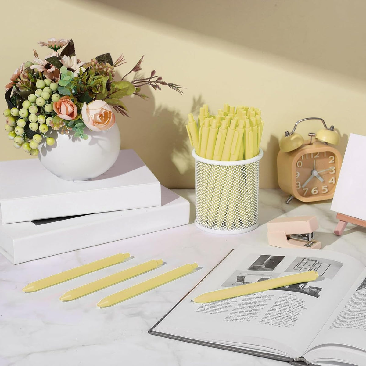 Teling 100 Pcs Ballpoint Pens Retractable Comfortable Cute Stylish Writing Pens in Medium Point 1.0