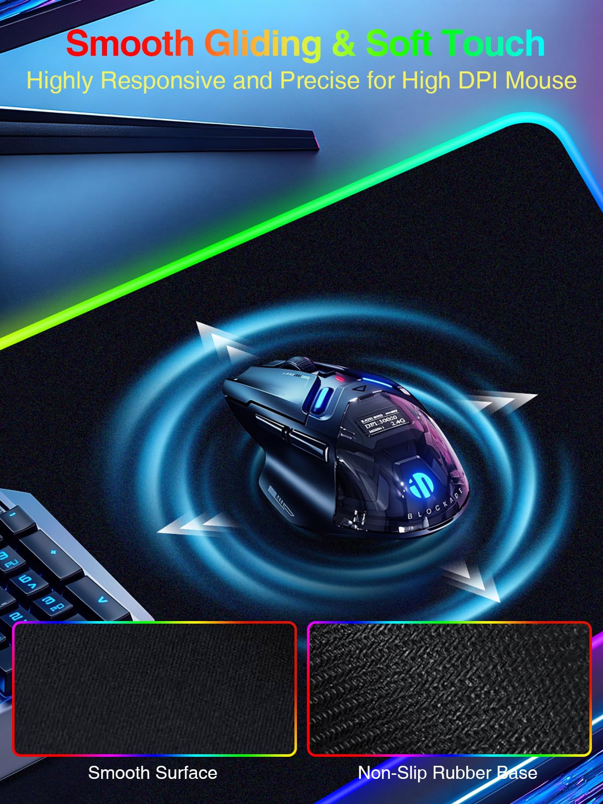 Wireless Charging Mouse Pad Gaming, 31.5"x11.8" Large Desk Mat, Waterproof