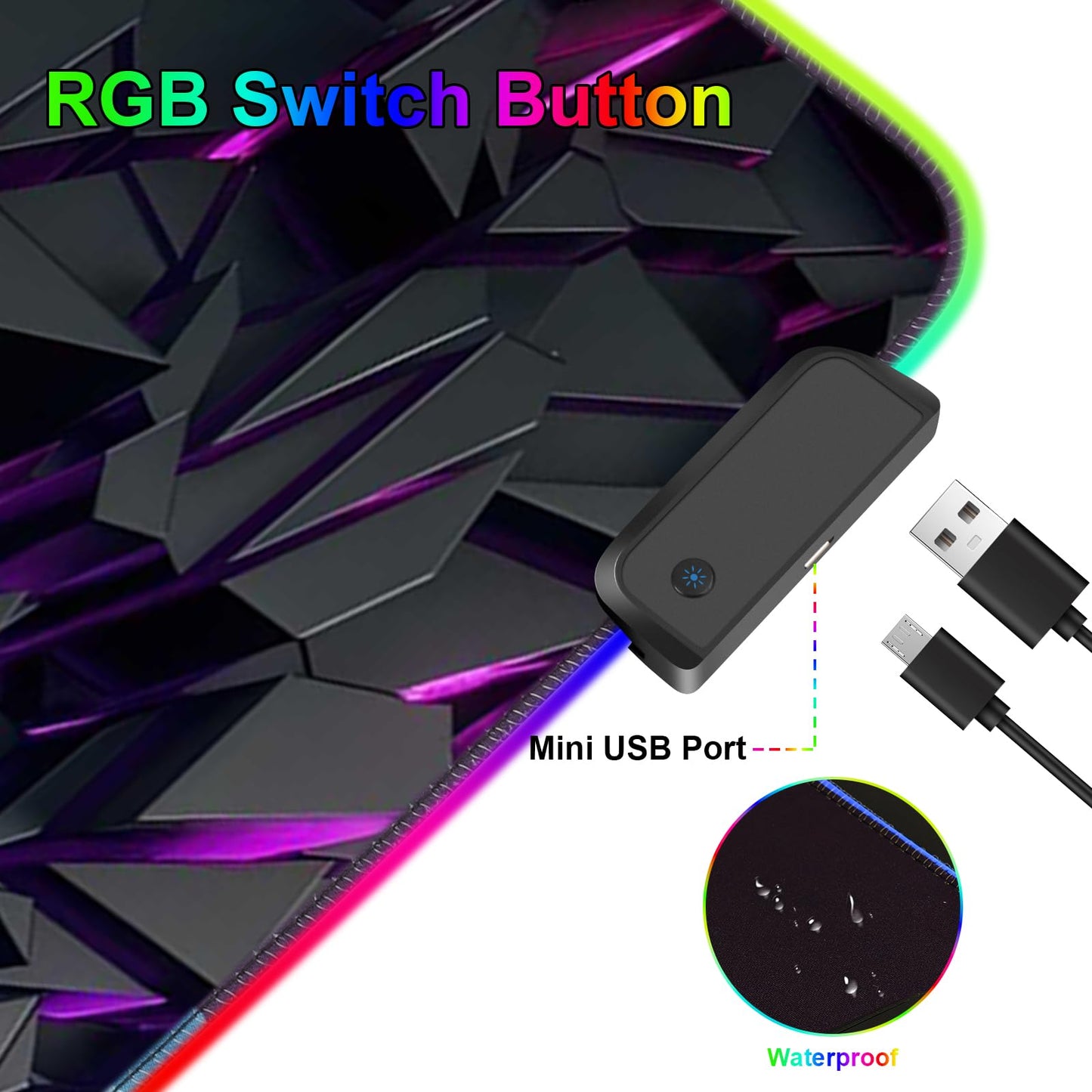 RGB Mouse Pad, Gaming Mousepad with 13 LED Light Modes