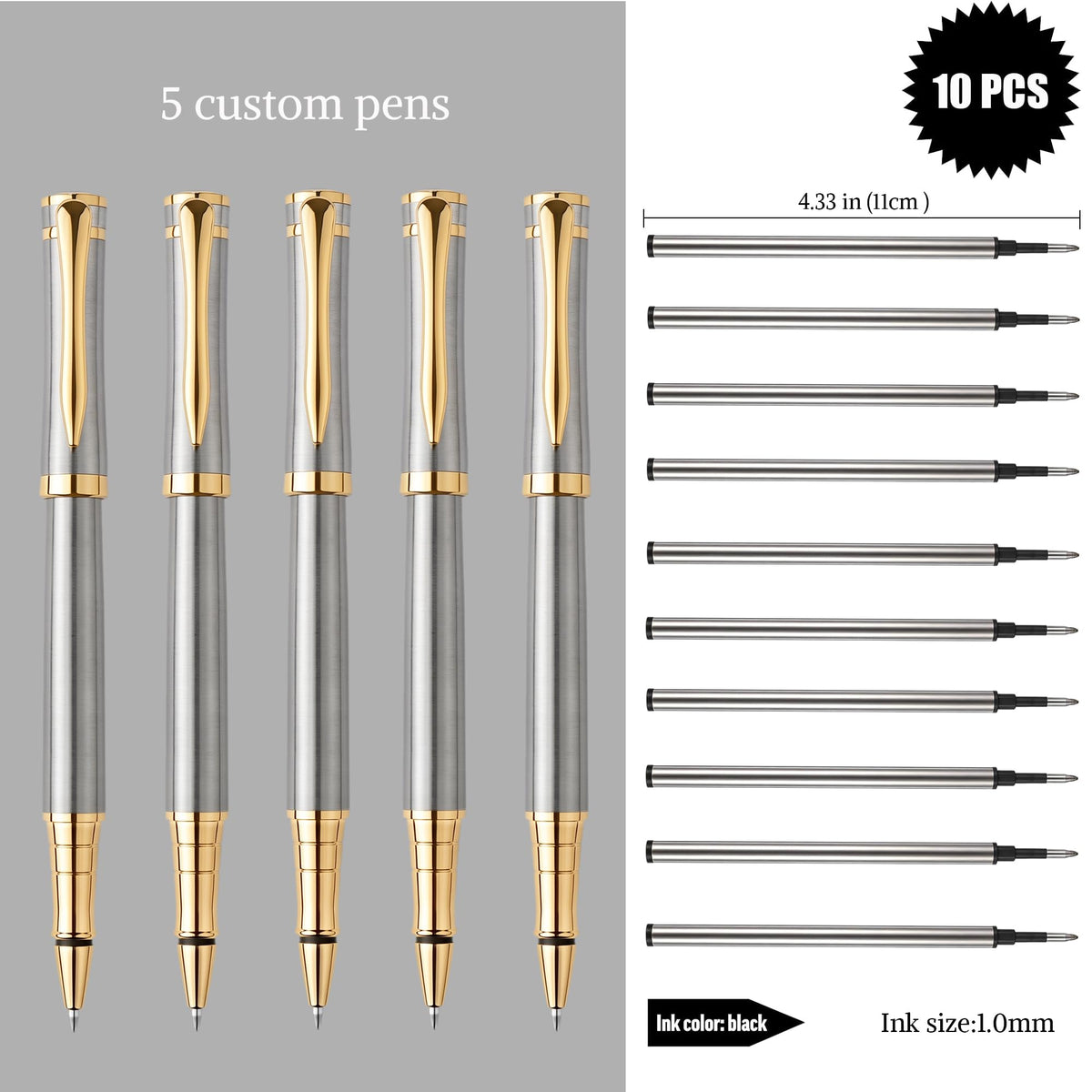 Ancolo Engraved Pens Luxury Roller Pens - Metal Body Gift for Men Women
