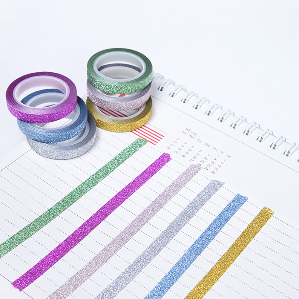 YUKUNTANG Glitter Washi Tape Set, 24 Rolls, 3mm x 132 Yards, Metallic Foil Sparkle Decorative Craft