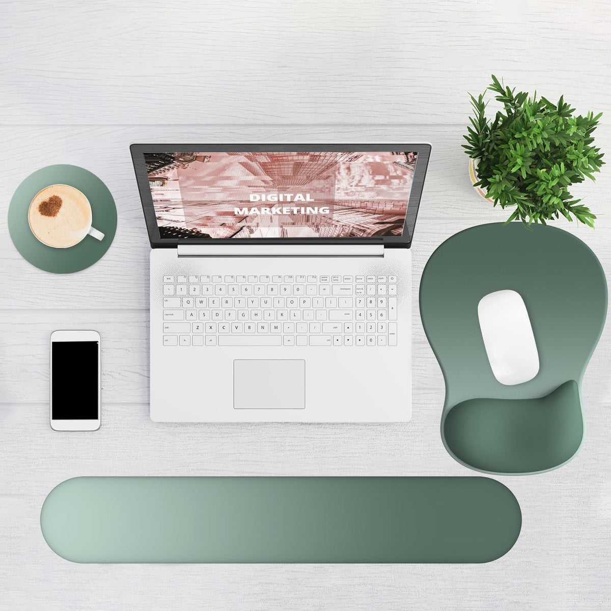 Ergonomic Mouse Pad with Wrist Rest and Keyboard Wrist Rest, Gel Mousepad