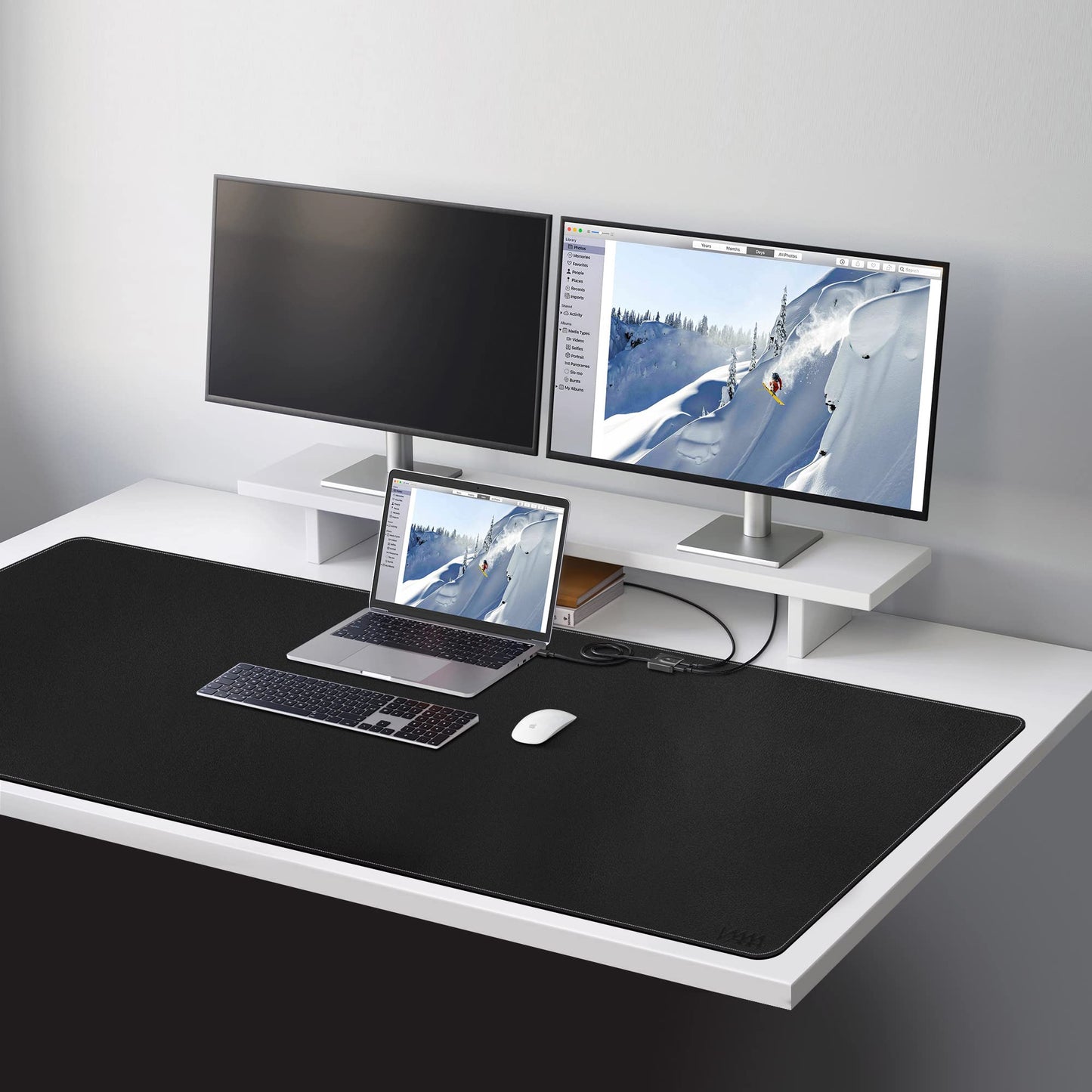 Vyaaa 55" x 24" Large PU Leather Desk mat for Keyboard and Mouse (Black)