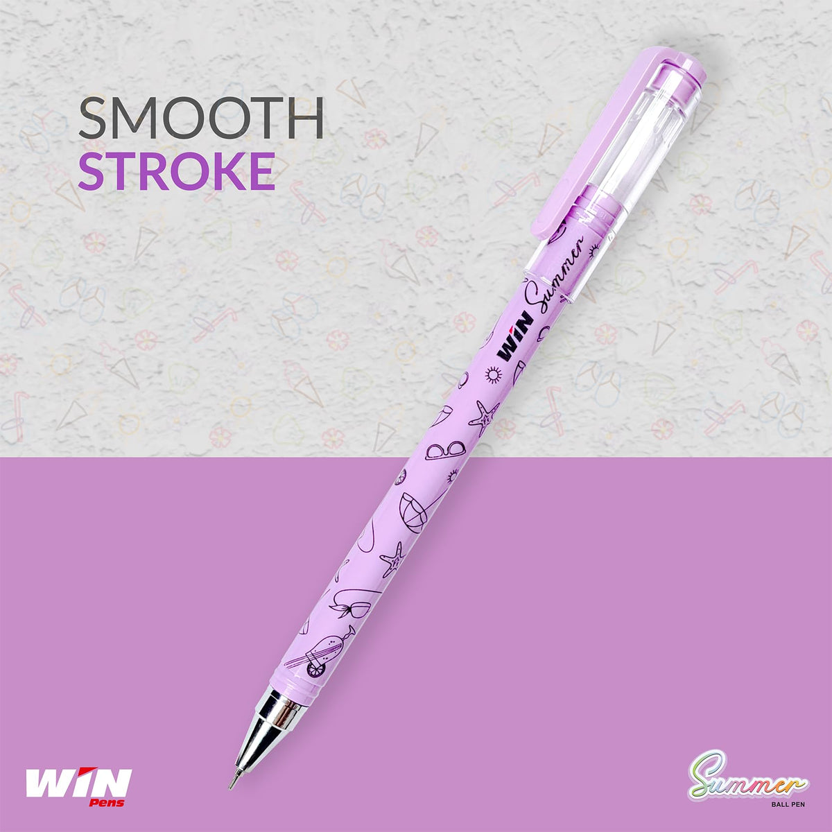 WIN Summer Ball Pens | 10 Blue Pens | 0.7 mm Tip | Pastel Colors | Smooth Writing | Students &