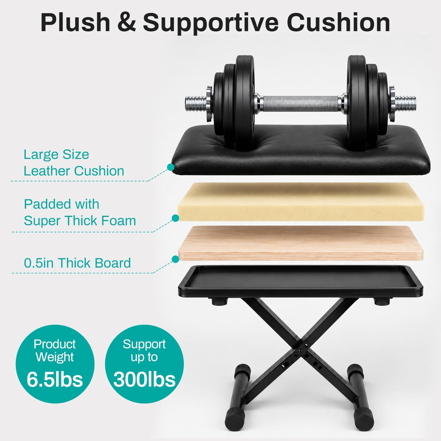 AODSK Keyboard Bench X-Style Cushion Padded,Piano Bench Adjustable Collapsible Stool Chair