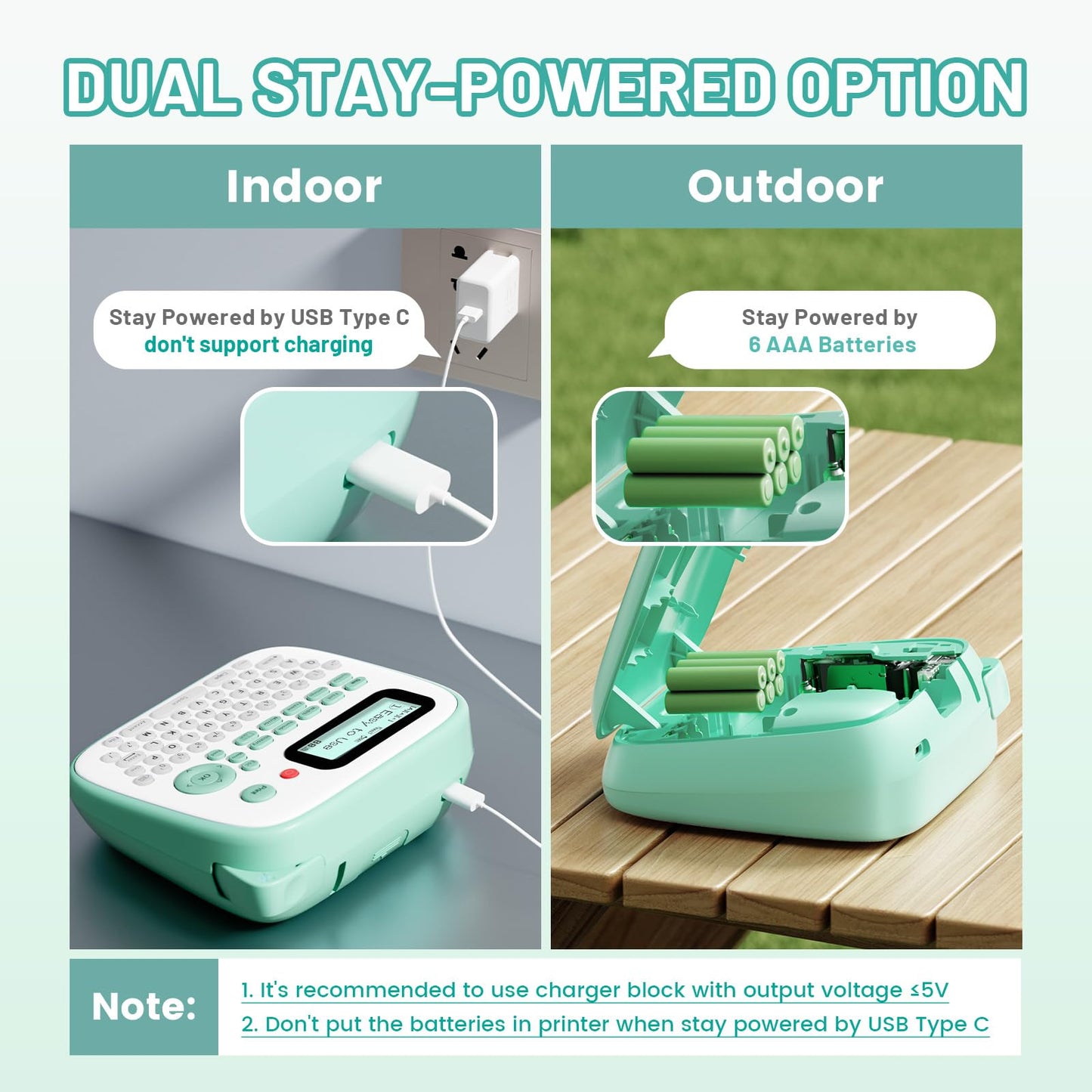 EazeID D210S Label Maker Machine with-Tape for Kids School Supplies, Green