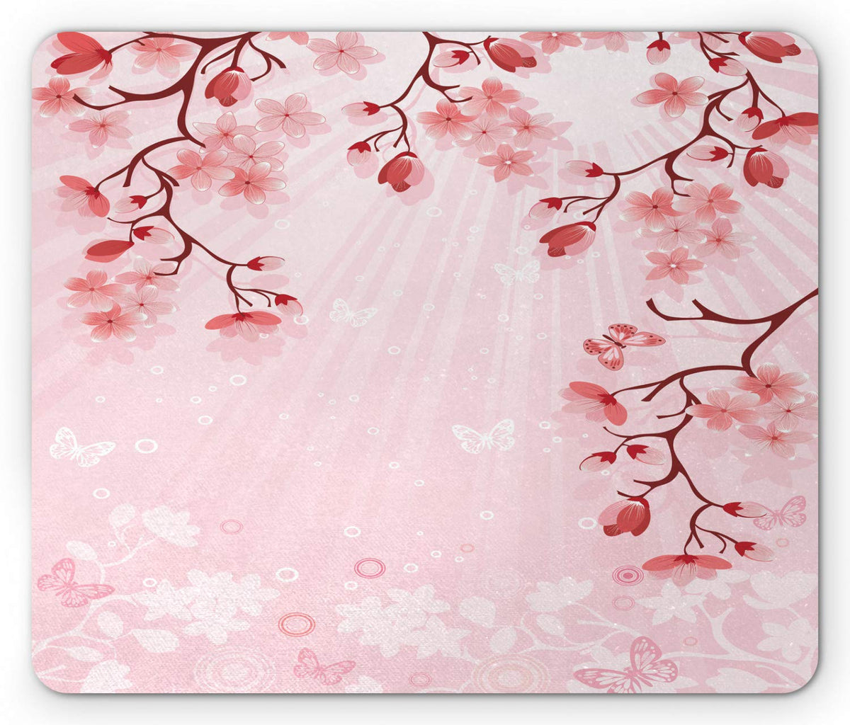 Lunarable East Mouse Pad, Japanese Cherry Blossom Sakura Buds Springtime Travel Destinations