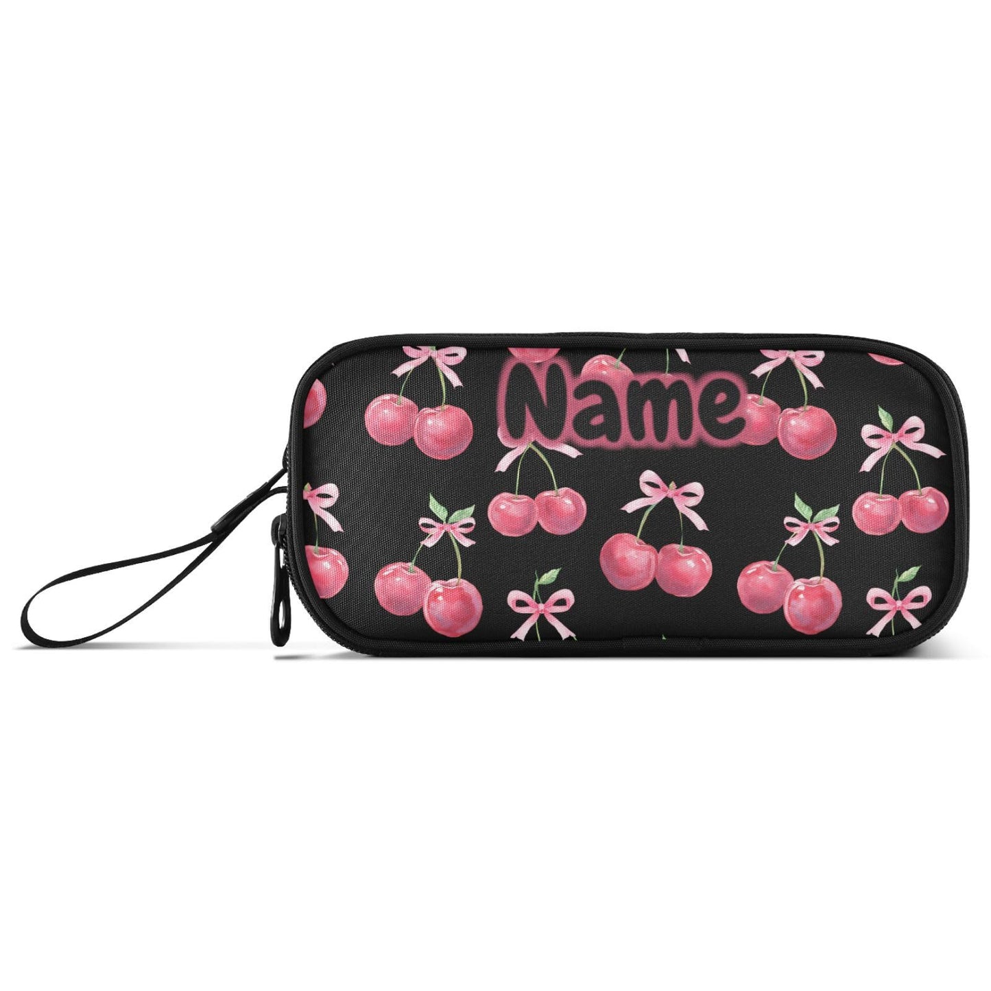 BOENLE Custom Watercolor Cherry Bow Pencil Case Box Boys Girls Personalized Name Large Pencil Pouch