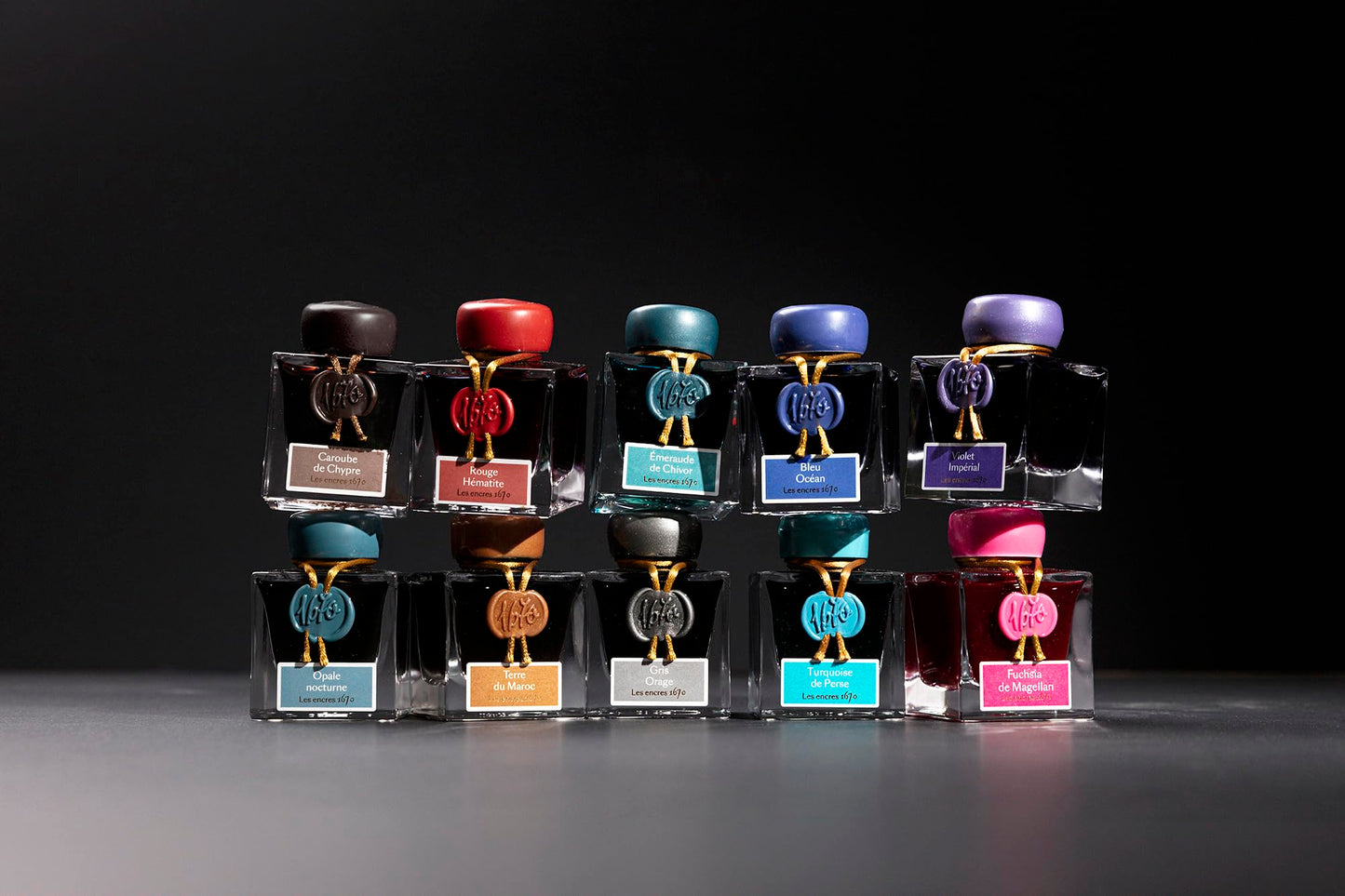 J. Herbin 1670 Anniversary Inks - Gold Sheen 50 ml Bottled - Blue Ocean (Deep Blue Ink)