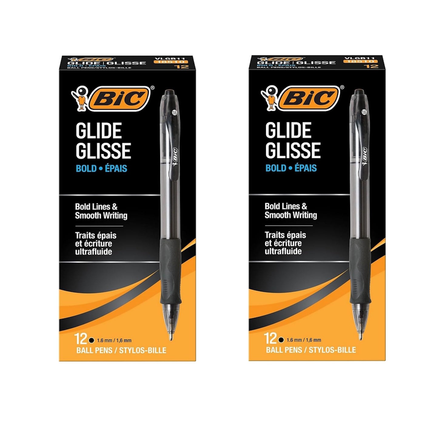 BIC VLGB11BK Velocity Retractable Ballpoint Pen, Black Ink, 1.6mm, Bold, Dozen (24)