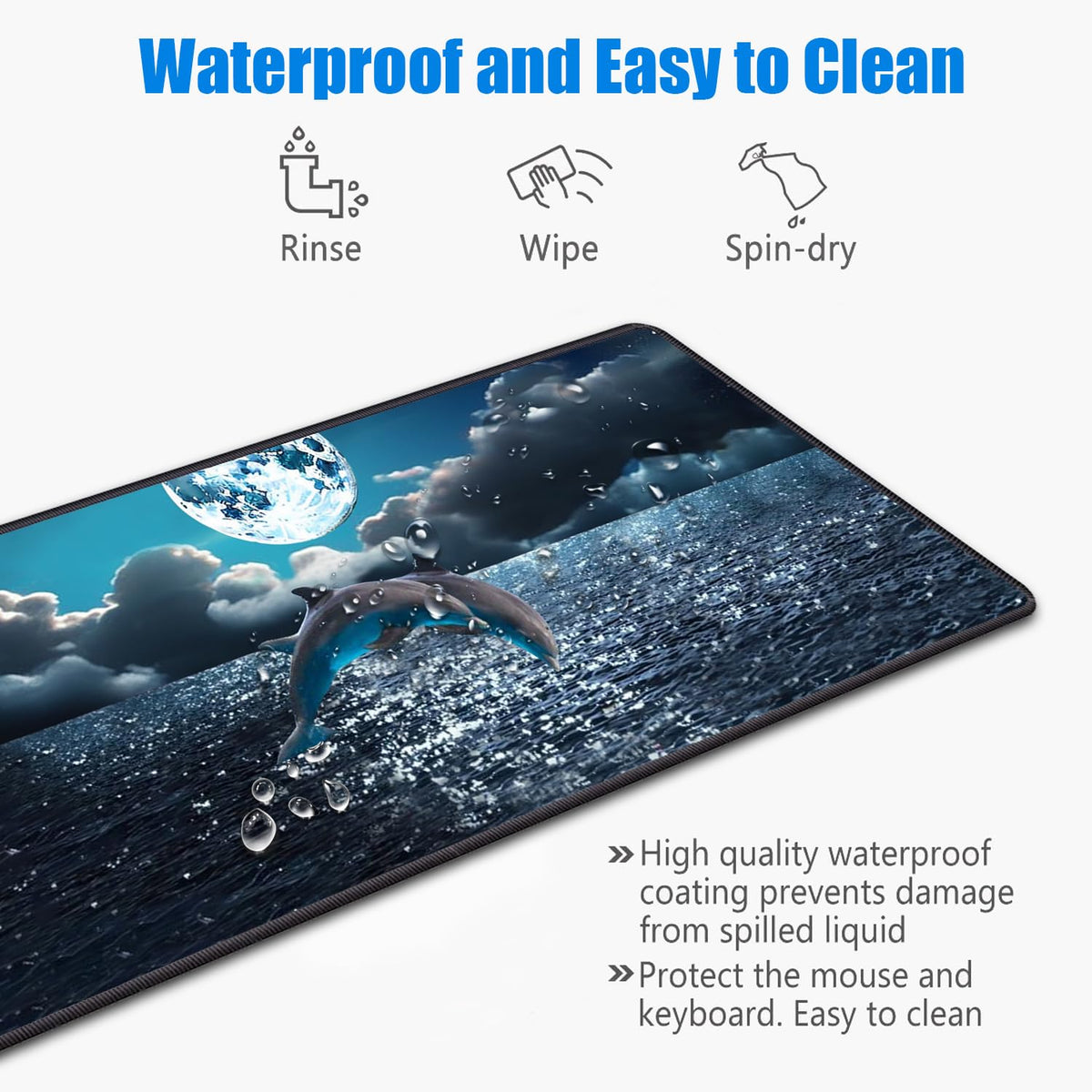 Desk Pad Mat Gaming Mouse Pads with Coasters, 31.5"x 11.8" XXL Large Big Computer Keyboard Mouse