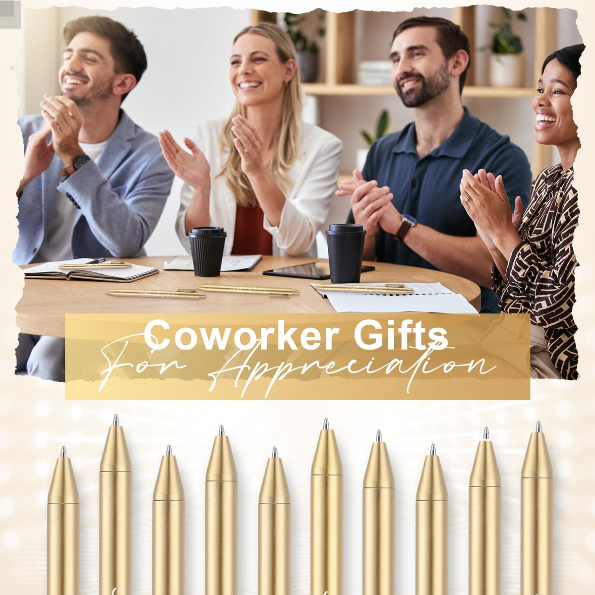Dispowreath 100 Pcs Thank You Pen Bulk Cute Server Ballpoint, Gold