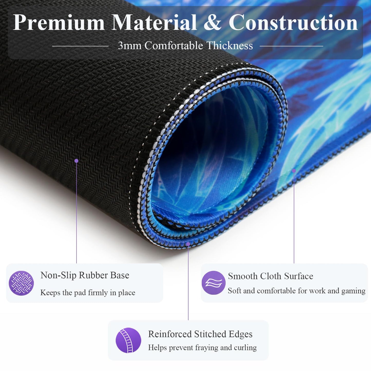 Simpkeely Blacklight Dragon Large Gaming Mouse Pad for Desk, Keyboard Mat