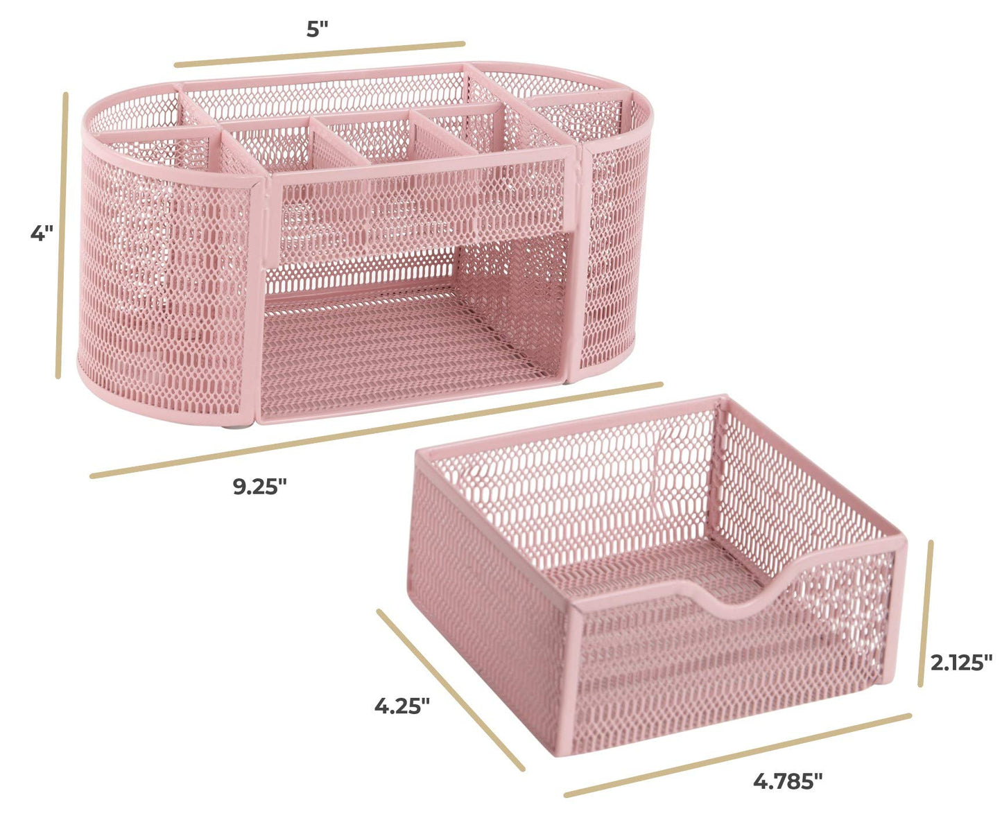 BLU MONACO | Pink Desk Organizers Metal Mesh Stationery Holder | Wire Mesh Desk Organizer with