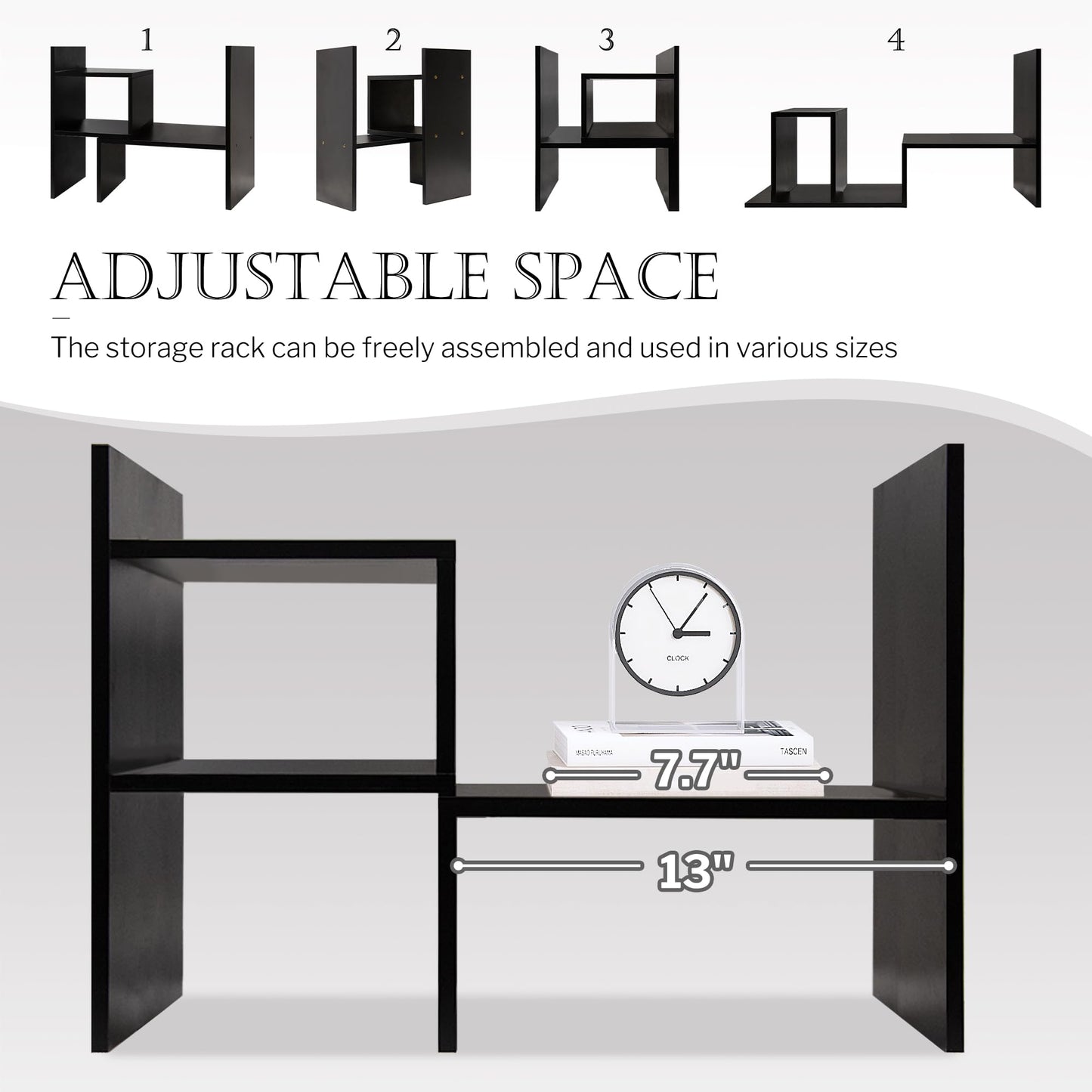 Jerry & Maggie Adjustable Rotatable Wood Desktop Display Shelf Black