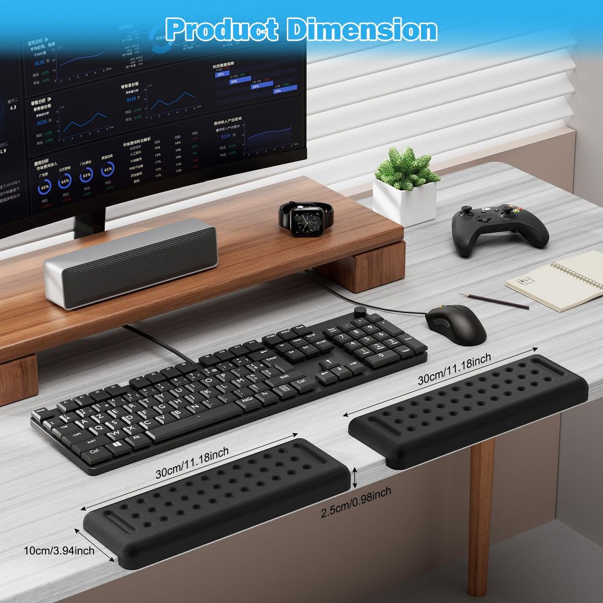 Leolee L-Shaped Desk Elbow Pads for Desk, Black Memory Foam Arm Rest