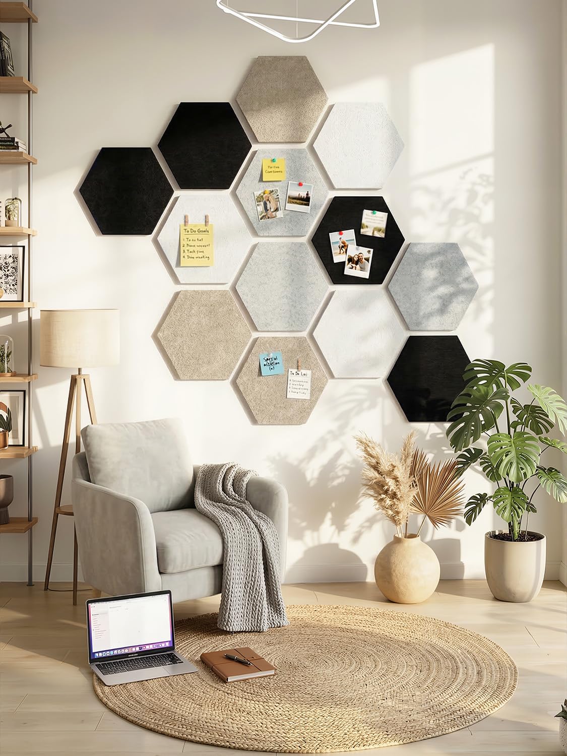 Uoisaiko 8-Pack Hexagon Felt Bulletin Board Tiles, Cork Board Alternative