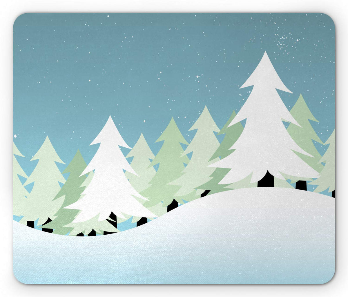 Lunarable Pine Tree Mouse Pad, White and Green Tree Silhouettes Winter Woodland Xmas, Rectangle