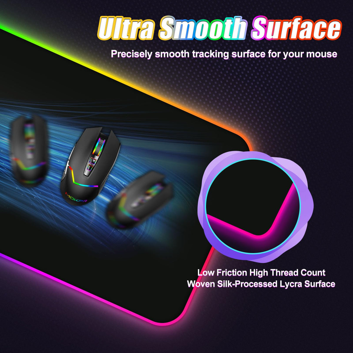 ToLuLu Wireless Charging RGB Gaming Mouse Pad, 15W LED Mouse Mat with 30W Charger, 14 Light Modes