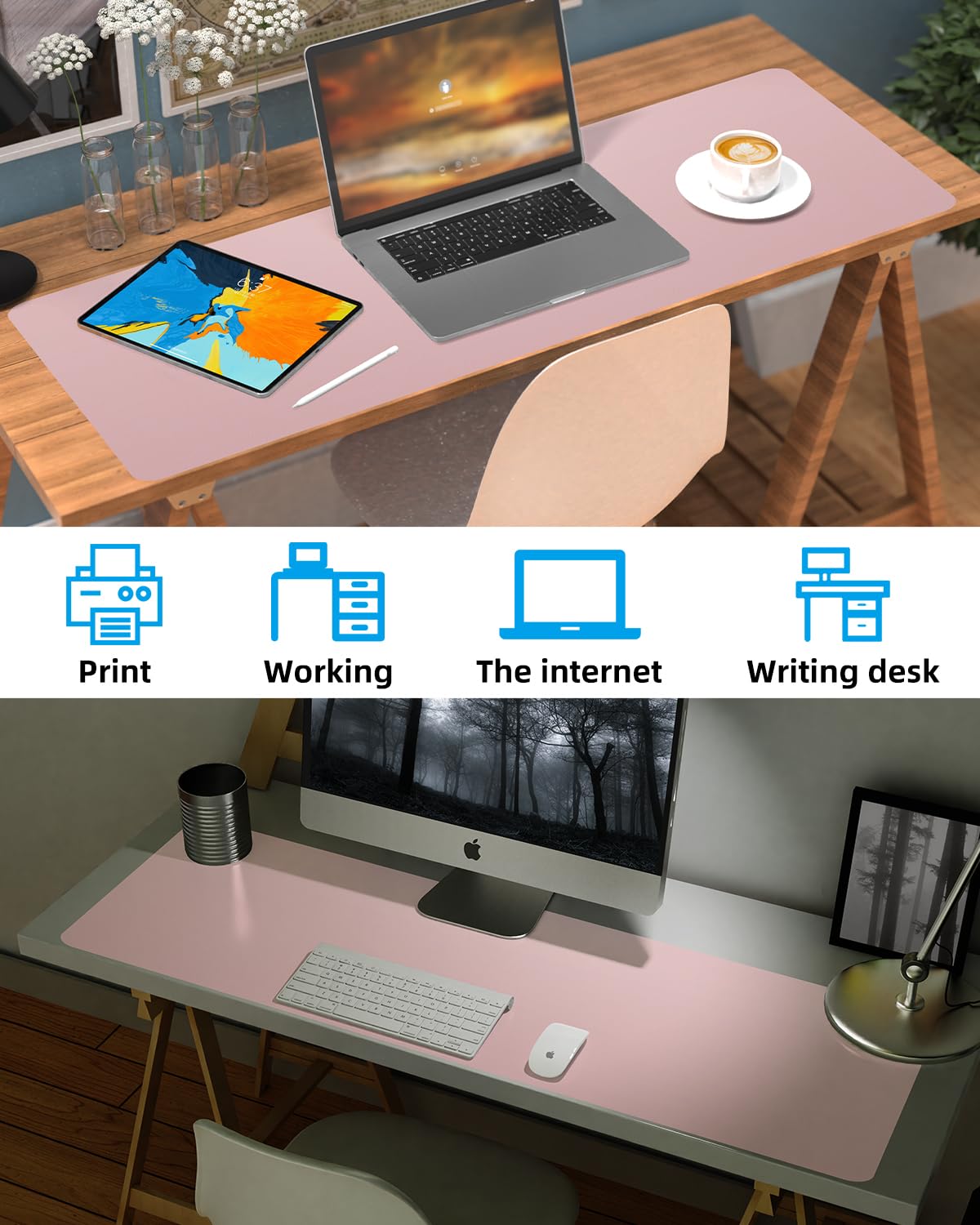 Non-Slip Desk mat,PU Leather Desk Pad Protector, Office Desk Mat, Large Mouse Pad,Desk Blotter