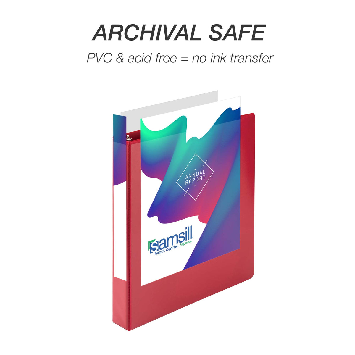 Samsill Durable 1 Inch Binder, Round Ring Customizable Clear View Binder, Red, 8 Pack (MP88433)