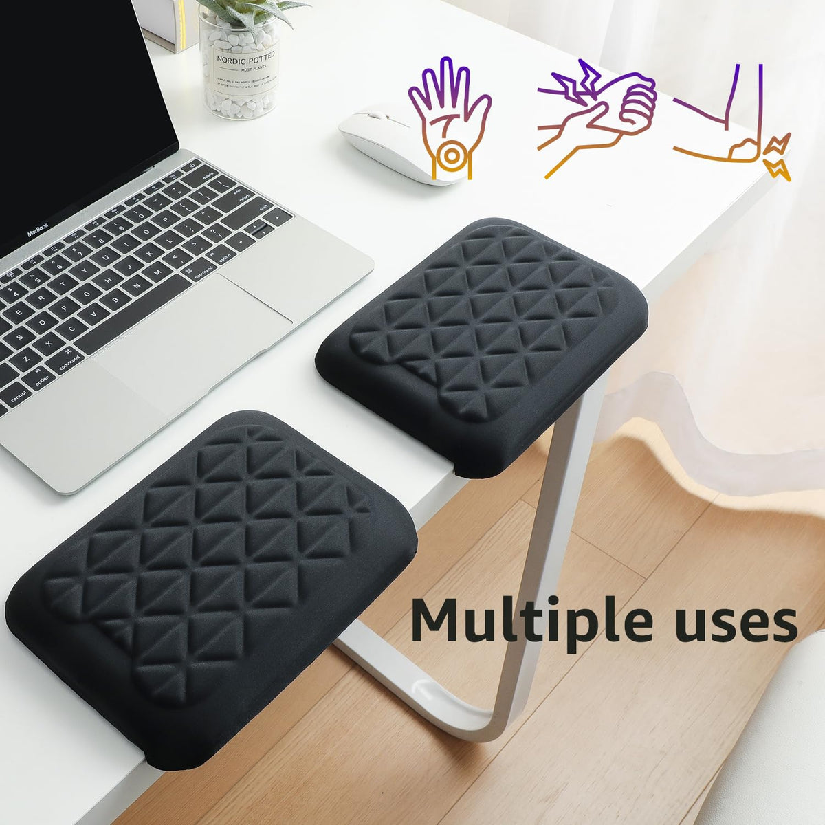L-Shaped Desk EdgeRest, 2-Piece Set, Plam & Wrist & Forearm & Elbow Comfort Support for Table or