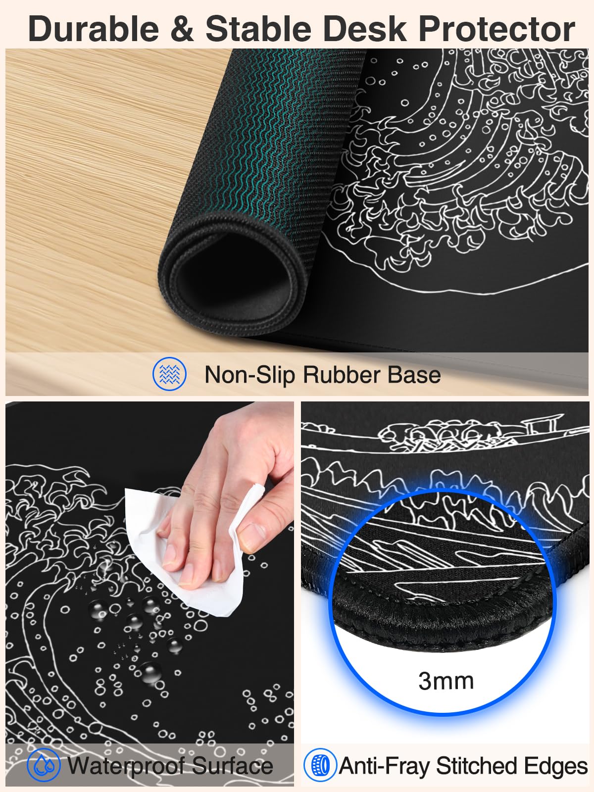 Magnetic Wireless Charging Mouse Pad, 31.5"x15.8" Large Desk Mat