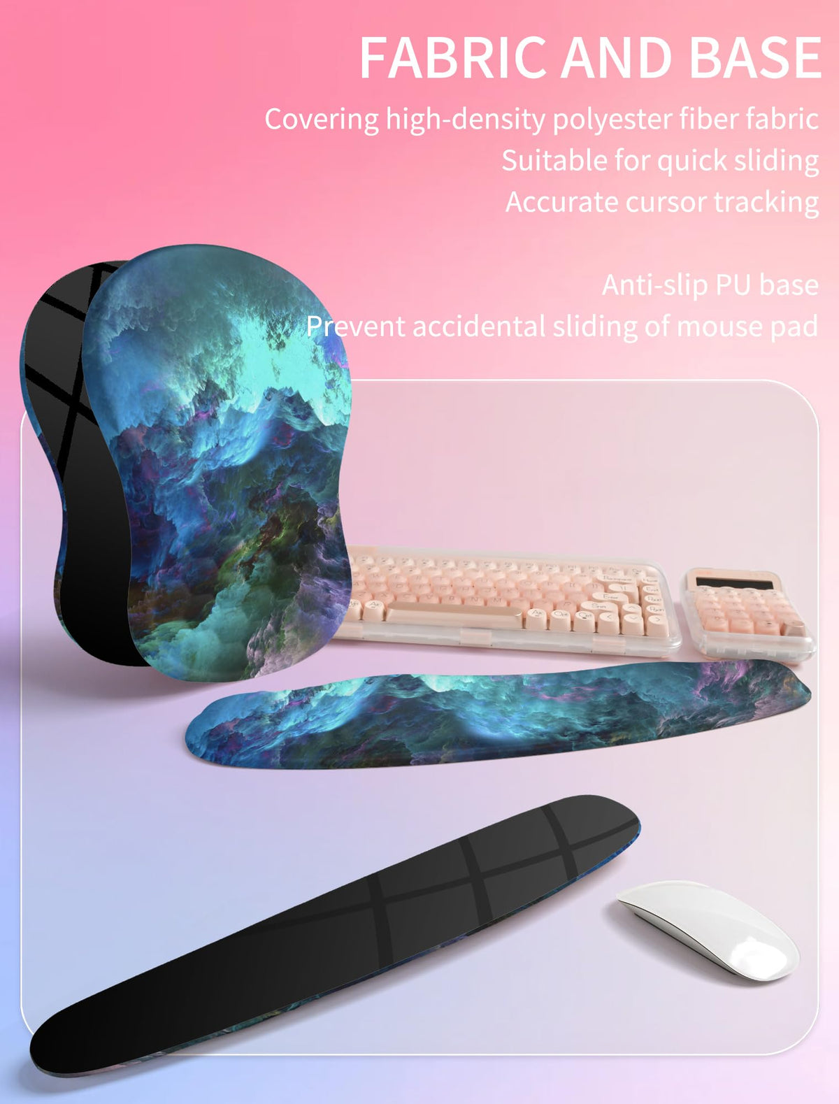 Hokafenle 2in1 Combination, Wave Keyboard Wrist Rest and Ergonomic Curvature Mouse Pad Wrist