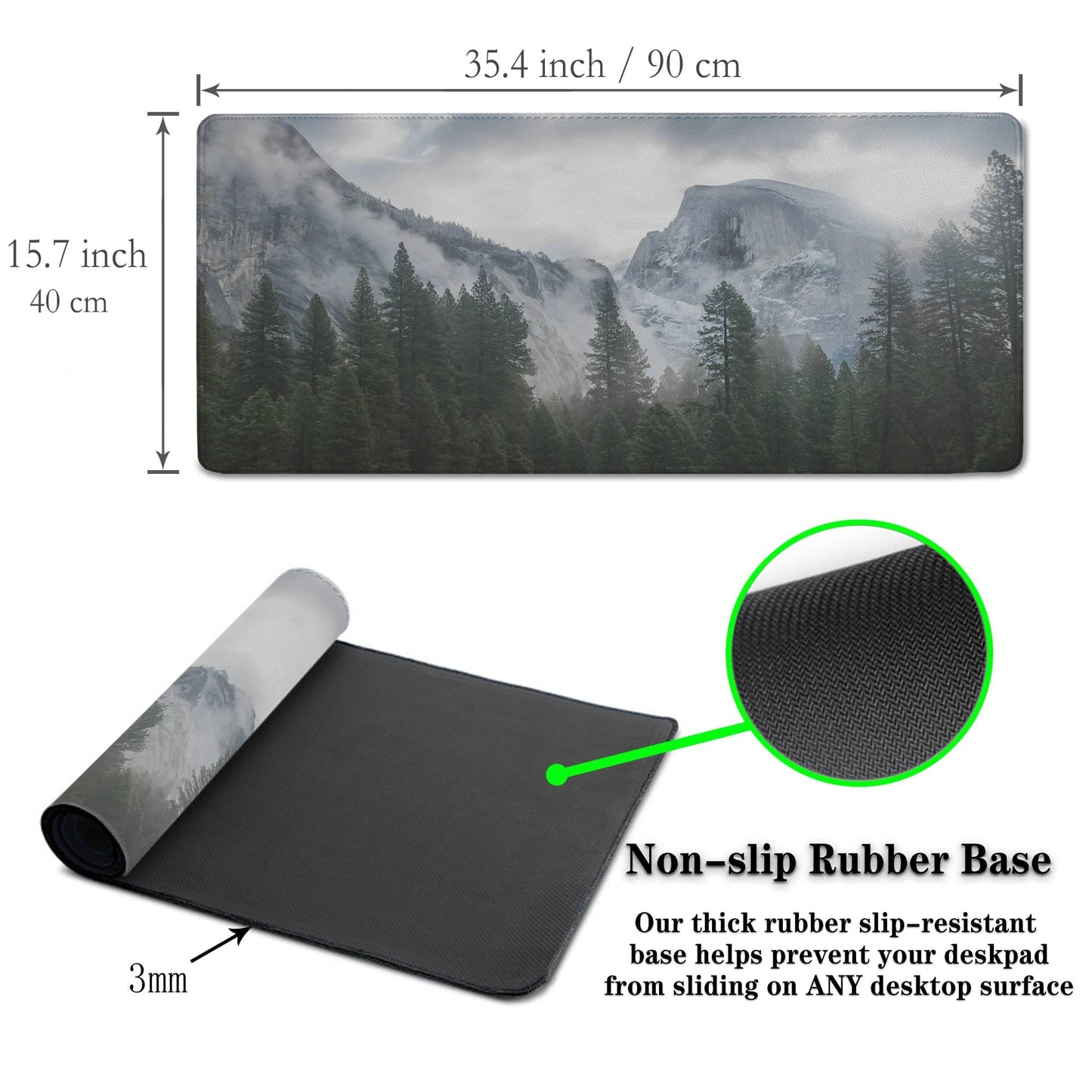 Samgula Gaming Mouse Pad - Green XXL Non-Slip Rubber Base 35.4" X 15.7" for Game Office, Park
