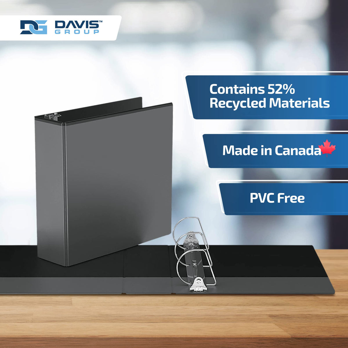 Easyview 3-Ring Binder, Clear-View Cover, 3" D Rings, Black, 6 Pack