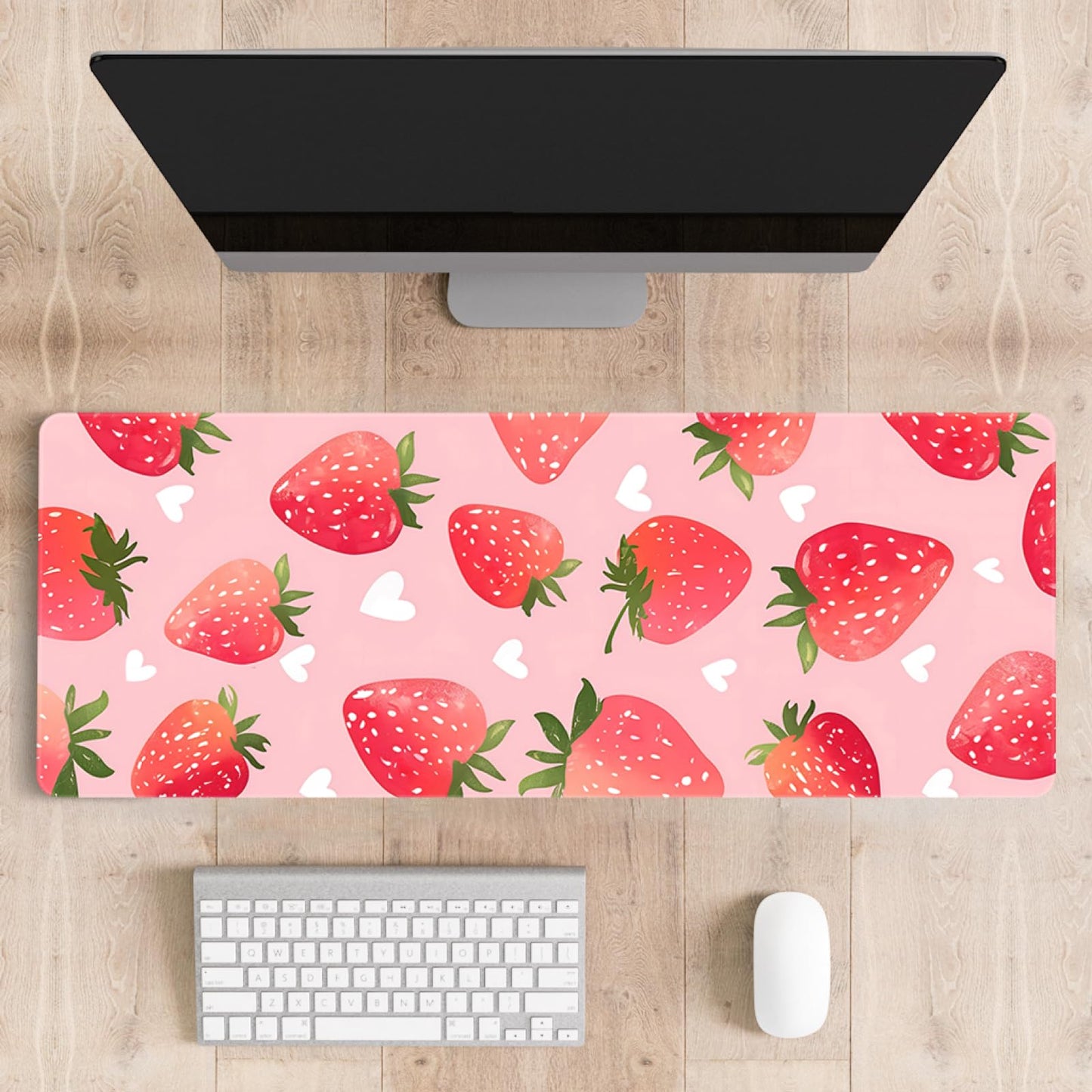 Stanoha Cute Desk Mat for Keyboard Desktop Extra Large Mouse Pad, Berry