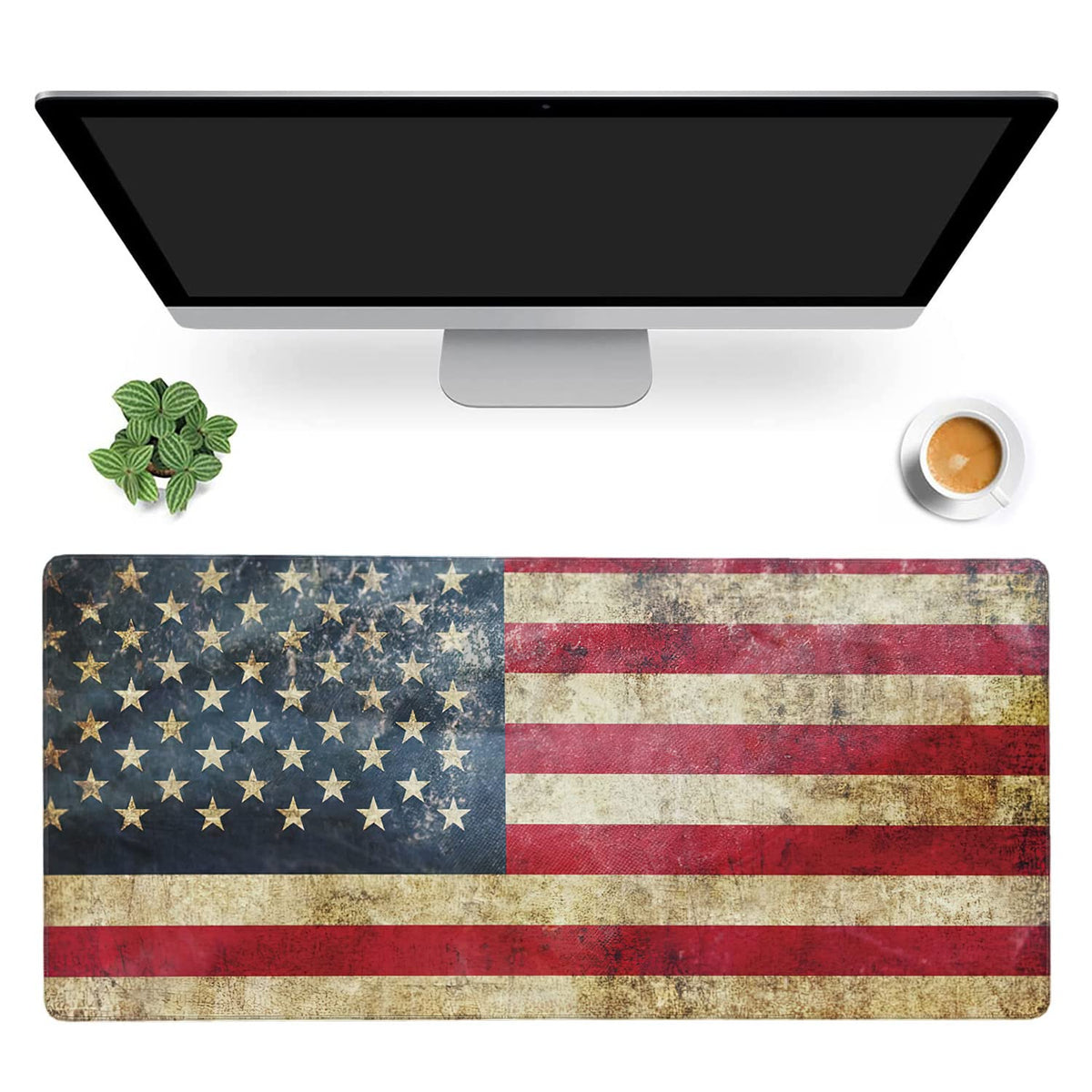 Retro Flag of United States Large Mouse Pad Extended Gaming Mouse Pad Waterproof Desk Mat with