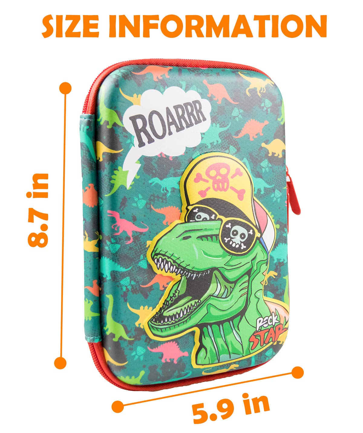 Wepop Pencil Case EVA T-rex Dinosaur Pen Pouch Holder Bag Big Capacity Desk Organizer Storage