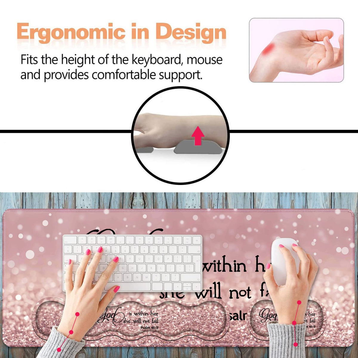 Ergonomic Keyboard Wrist Rest & Mouse Pad Wrist Rest Set, Large XXL Gaming Desk Mat 31.5"x 11.8"